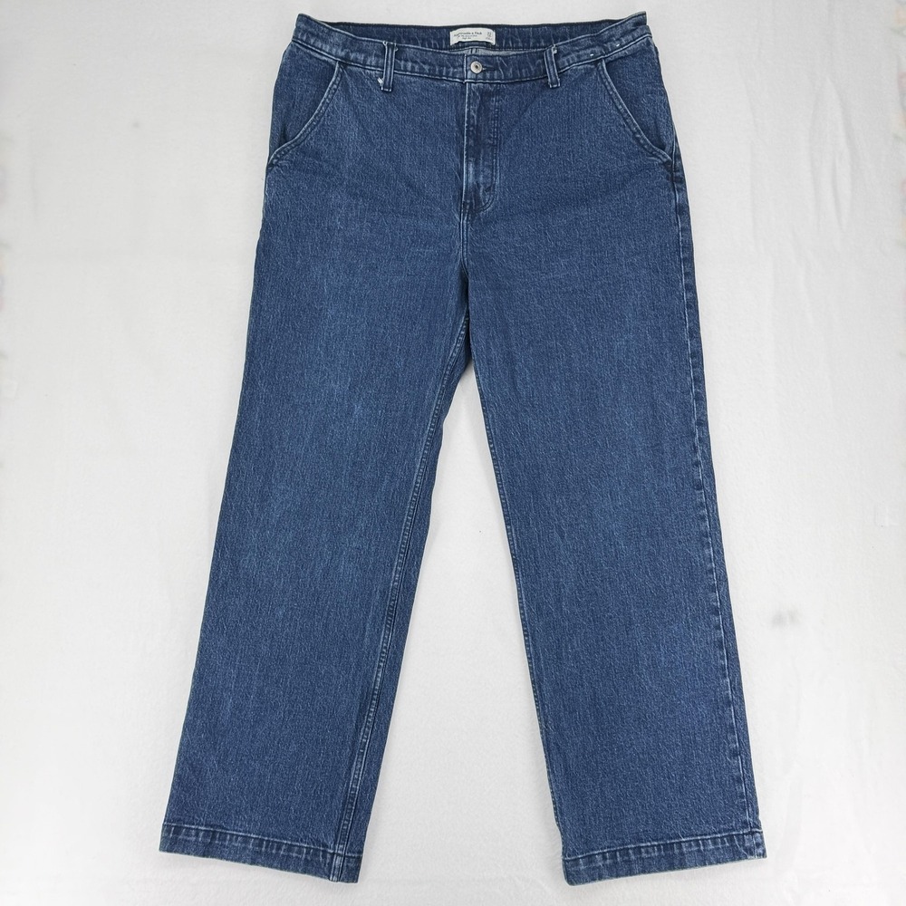 Abercrombie & Fitch 90s Relaxed Jeans Womens 16R‎ Blue High Rise Straight Denim